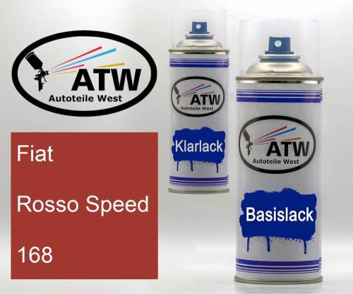 Fiat, Rosso Speed, 168: 400ml Sprühdose + 400ml Klarlack - Set, von ATW Autoteile West.